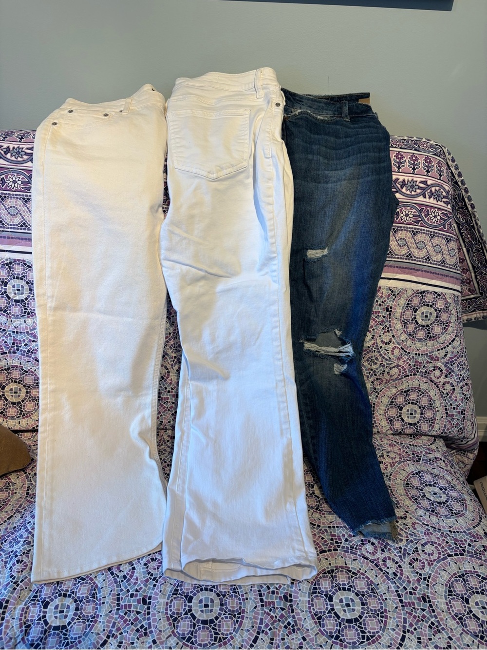 Joe's Jeans White & Dark Blue Wide-Leg and Flare Jeans Trio